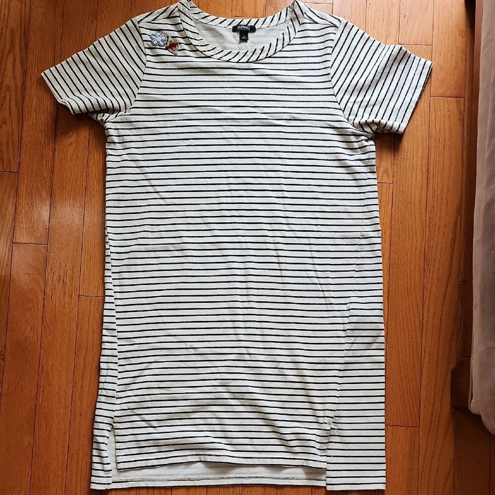 Buffalo David Bitton Striped Cream and Black Dress- Women's Size Medium